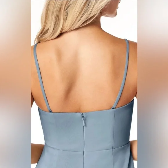 Azazie Dusty Blue Maxi Dress Gown Size A8 NWT - Picture 6 of 16